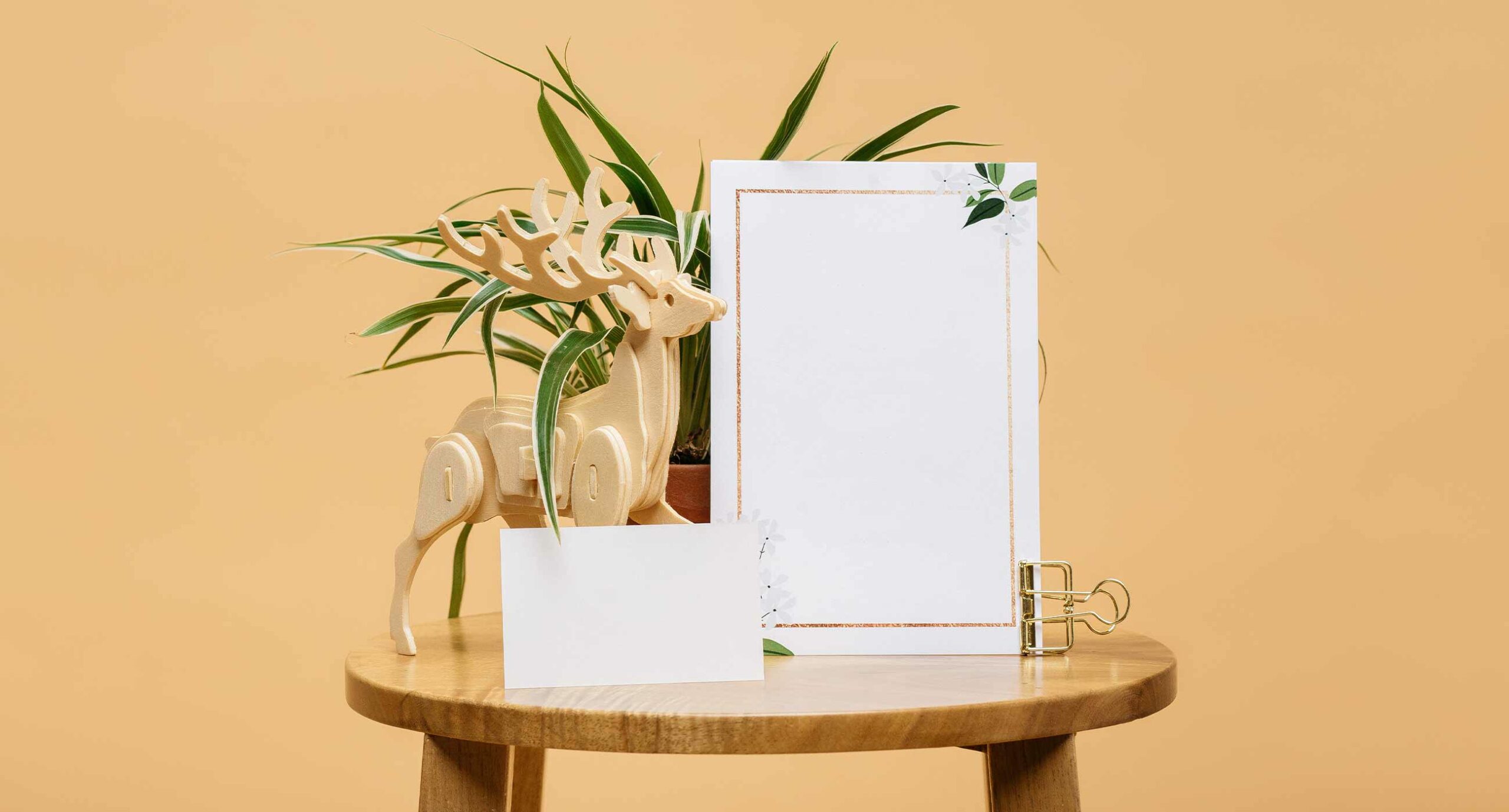 Display with Wooden Reindeer and Cards Display with Wooden Reindeer and Cards